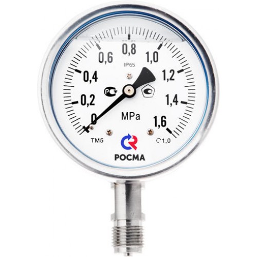 Манометр коррозионностойкий виброустойчивый радиальный ТМ-521Р.00 0...10 МРа М20х1.5 кл.т.1.0,      готовый к гидрозаполнению