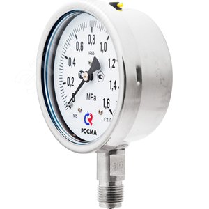 Манометр коррозионностойкий виброустойчивый радиальный ТМ-521Р.00 0...1,6 МРа 1/2' кл.т.1.0, готовый к гидрозаполнению - фото 2