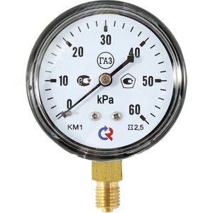 Манометр для измерения низких давлений газов ради льный КМ-11Р 0-10 kРа М12х1.5 63 мм кл.2.5 - фото 2