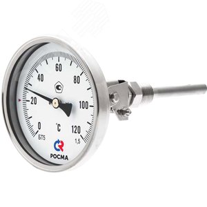 Термометр биметаллический коррозионностойкий унив рсальный БТ-54.220 0-120С 100 мм 1/2 кл.т. 1.5    шток 64мм - фото 2