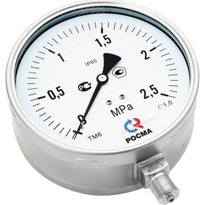 мановакууметр коррозионностойкий виброустойчивый радиальный тип - тмв-621р -0,1-0,15mpa g1/2' 150 мм кл.т.1.0 готовый к гидрозаполнению - фото 3