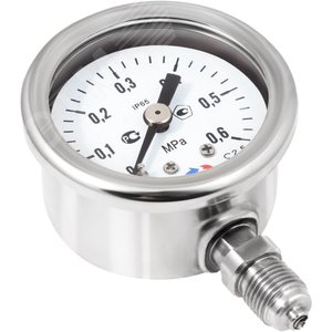 Манометр коррозионностойкий виброустойчивый осевой ТМ-321Т.00 0..0,4MPa G1/4' 63 мм кл.т.1,5 готовый к гидрозаполнению - фото 2