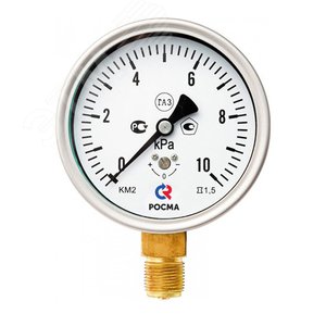 Изображение товара Манометр для измерения низких давлений газов радиальный КМ-12Р 0-10kPa М12х1.5 63мм кл.1.5 (шт)