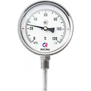 Термометр биметаллический коррозионностойкий радиальный БТ-52.220 -30...70С 1/2' 100 кл.1.5