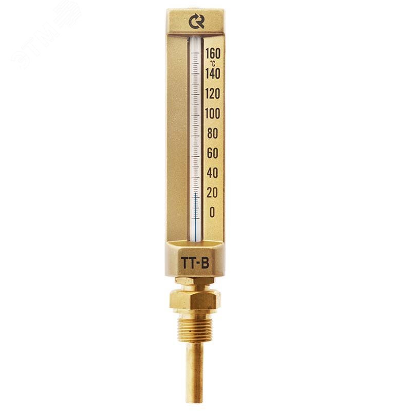 Термометр жидкостный стеклянный виброустойчивый прямой ТТ-В-150/100 П11 1/2' 0-160С 00000002829 РОСМА - превью