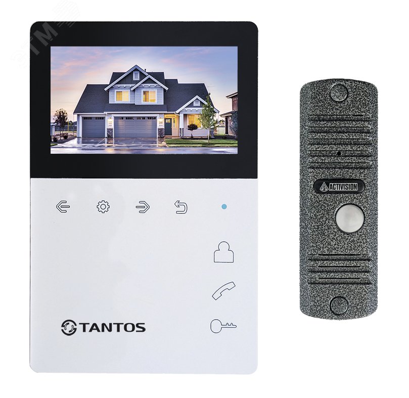 Изображение товара Комплект монитора HD цветного видеодомофона с сенсорным дисплеем и накладной 4-х проводной вызывной панели (шт)