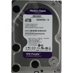 Жесткий диск 4Tb WD by Purple 3.5'', SATAIII, 5400 об/мин, 64 МБ 
