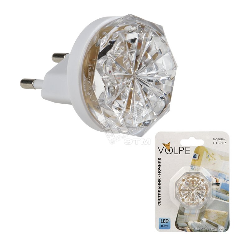 Ночник светодиодный  DTL307 0,5W 3LED белый Кроха Volpe