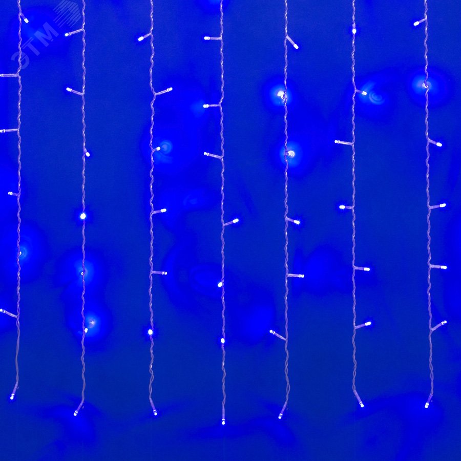 Изображение товара Занавес светодиодный с эффектом мерцания 3х2м Соединяемый 240 светодиодов Синий свет Провод прозрачный (шт)