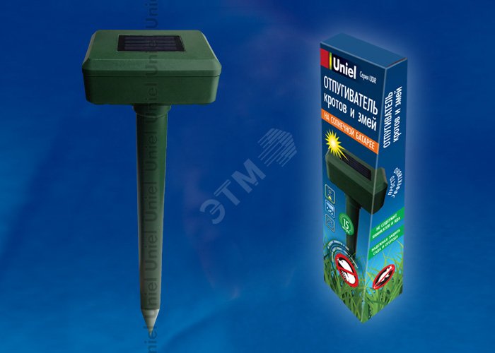 UDR-S50 SOL GREEN Устройство для отпугивания кротов и змей, на солнечной батарее. Изменяющаяся частота вибрации. Аккумулятор в/к. IP44. Зеленый. TM UDRS50SOLGREEN Uniel - превью 2