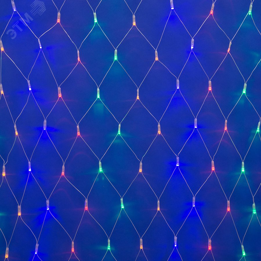 Изображение товара Светодиодная сетка с эффектом мерцания 1.5х1.5м разноцветное свечения IP44