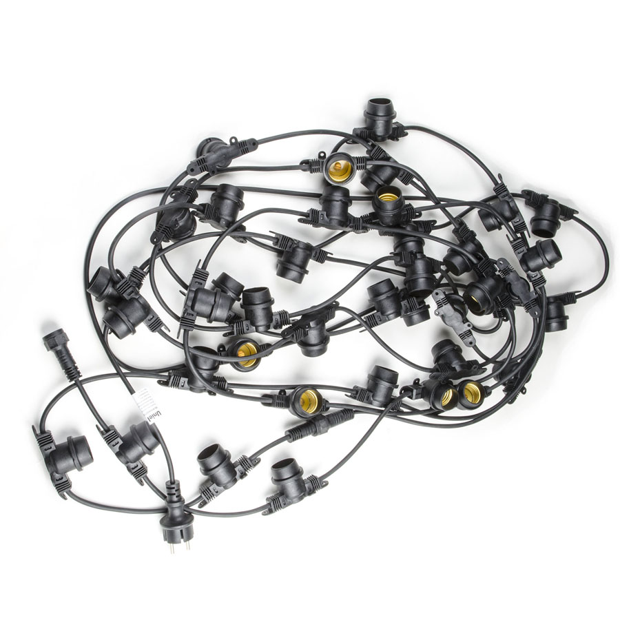 Гирлянда Белт-Лайт 10 м + 1,5 м сетевой шнур 40 патронов E27 шаг 25 см черная UDL-K110 40/E27/10M IP65 BLACK BELT-LIGHT