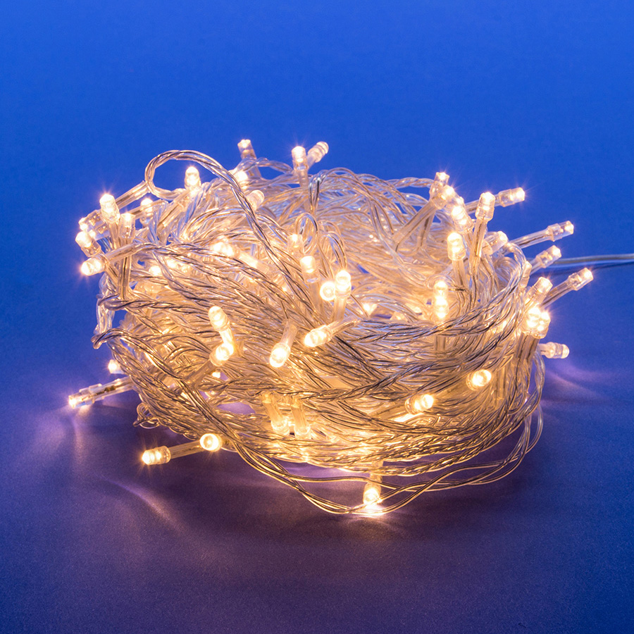Гирлянда светодиодная 10 м 100 светодиодов теплый белый свет прозрачный провод ULD-S1000-100/DTA WARM WHITE IP20