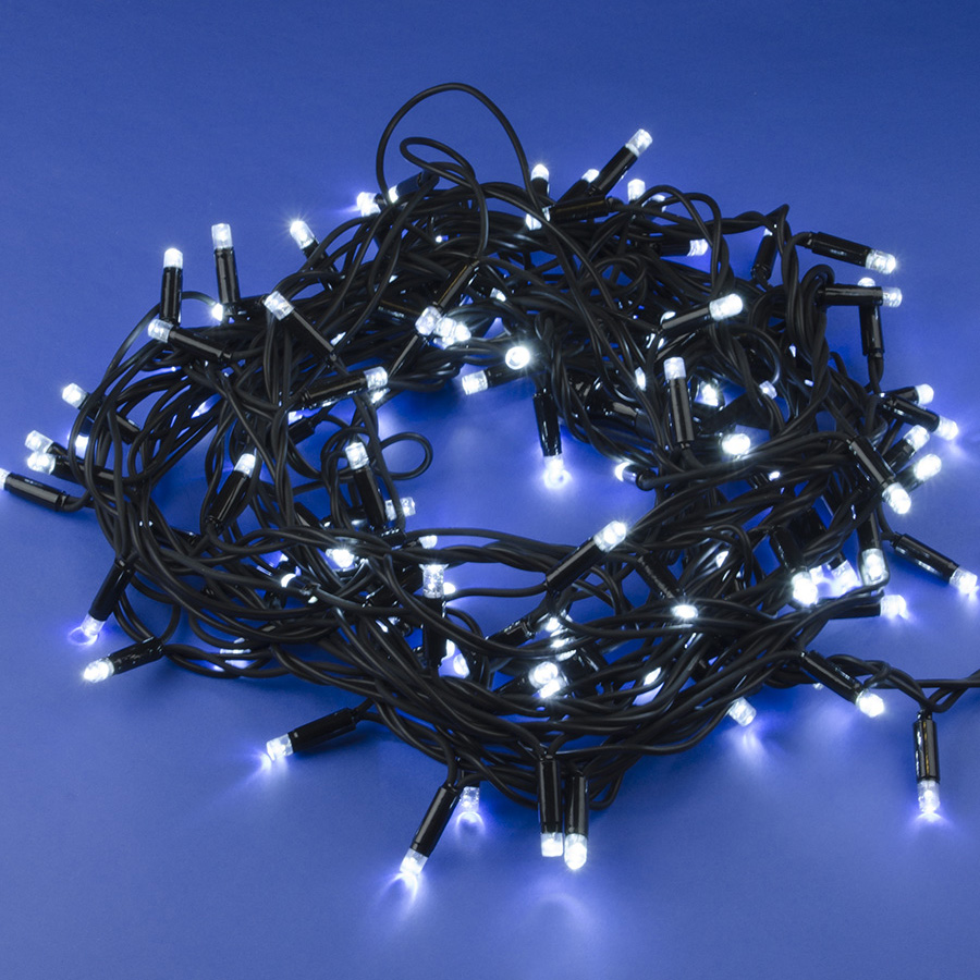 Гирлянда светодиодная с эффектом мерцания 10 м ULD-S1000-120/TBK WHITE IP67 Соединяемая 120 светодиодов Белый свет черный провод