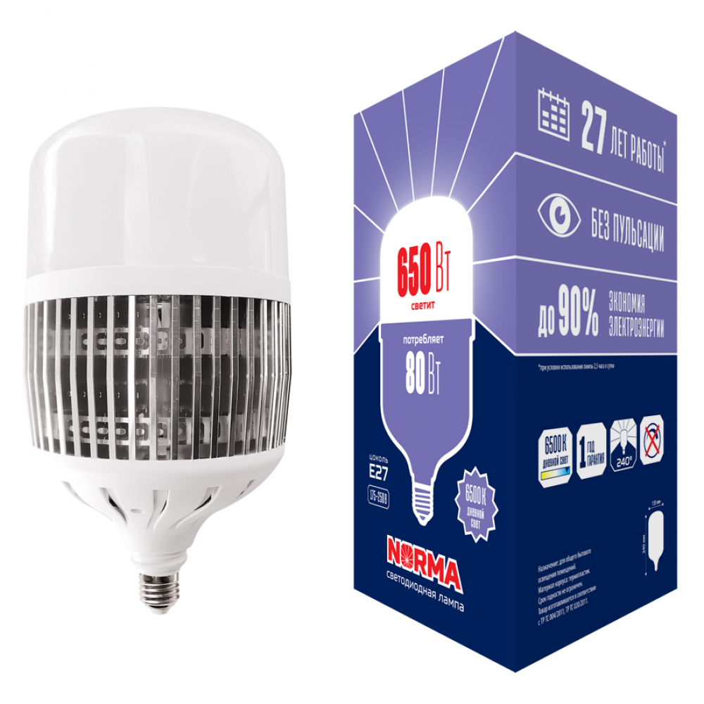 Лампа светодиодная матовая LED-M80-80W/6500K/E27/FR/NR Norma Дневной 6500K