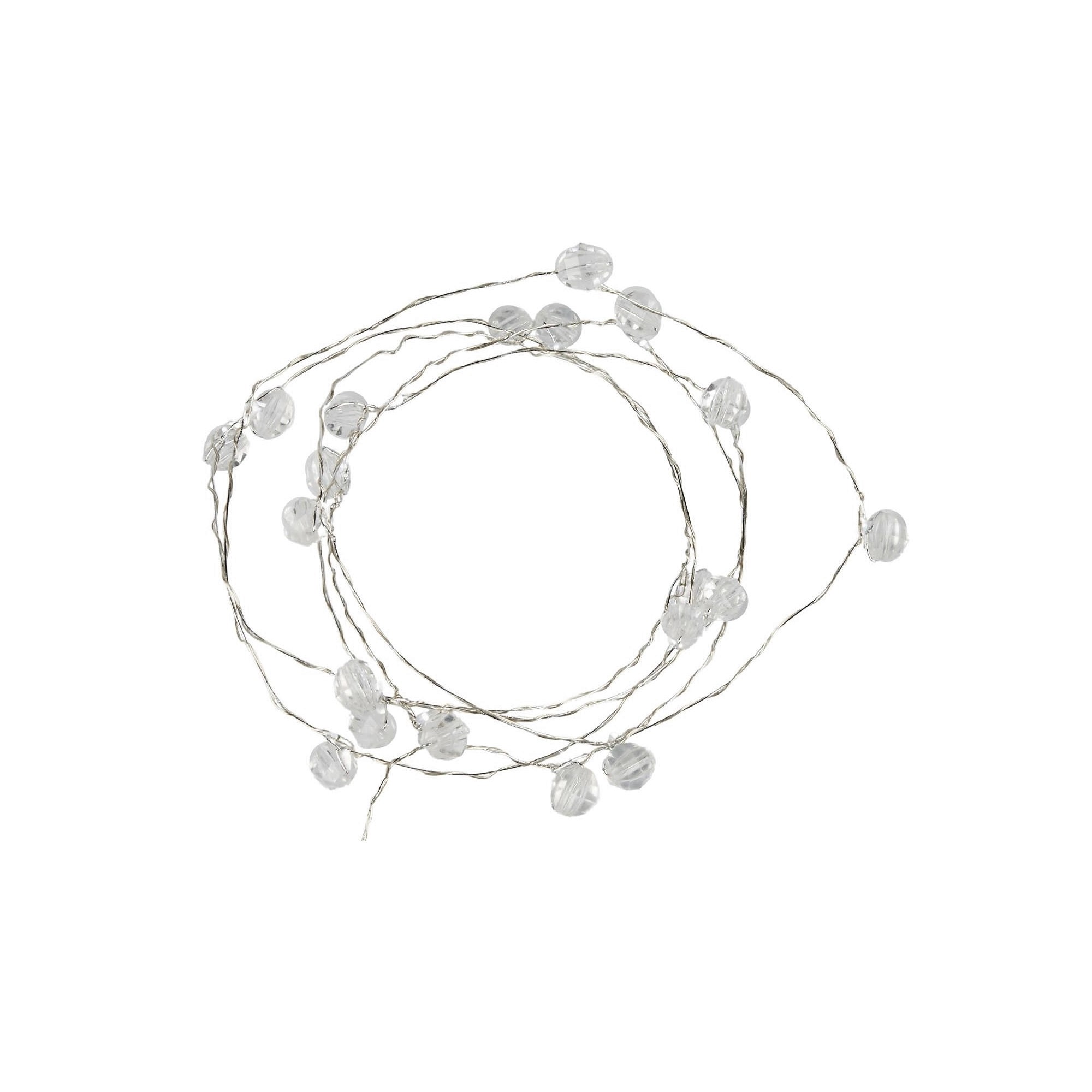 Гирлянда светодиодная на батарейках 2AA не в/к Бусины мини 19м 20 светодиодов прозрачный провод ULD-S1900-020/STB/2AA WHITE IP20 BEADS MINI