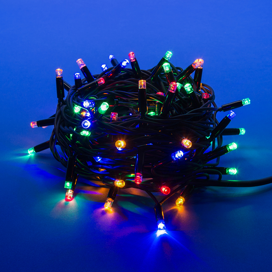 Гирлянда светодиодная с эффектом мерцания 10 м соединяемая 120 светодиодов, разноцветный свет, черный провод ULD-S1000-120/TBK MULTI IP67
