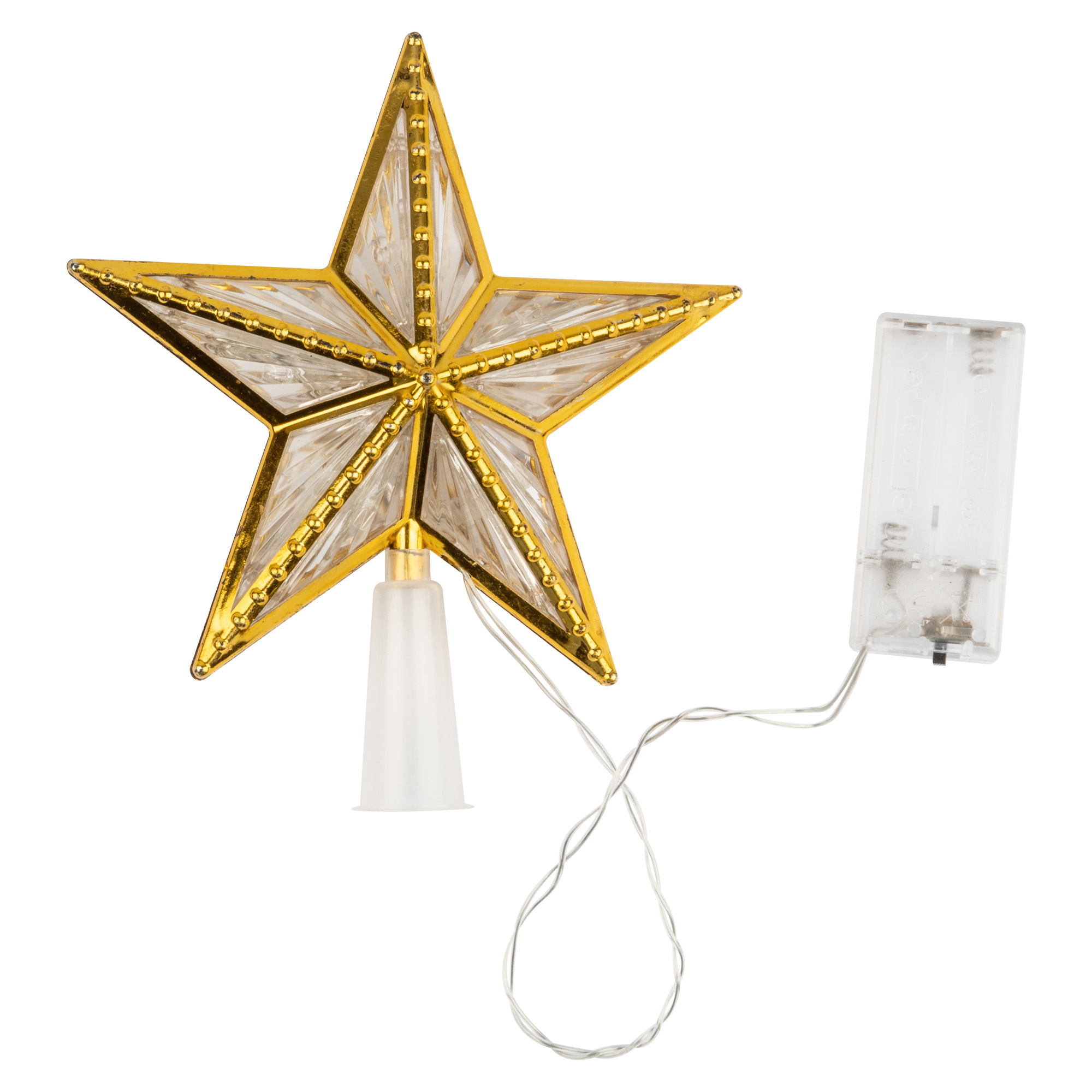 Украшение светодиодное для елки Звезда-4 на батарейках 2АА не в/к 15 см 10 светодиодов Разноцветный свет Прозрачный провод ULD-H1515-010/DTB/2AA MULTI STAR-4