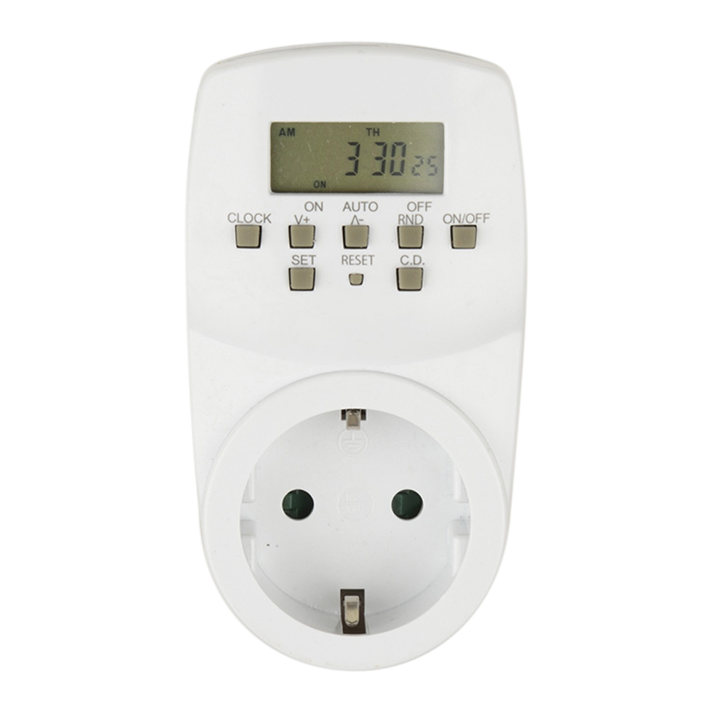 Таймер электронный с розеткой, 220В. 24ч. 1600Вт. Энергонезависимая память. UST-E20 WHITE