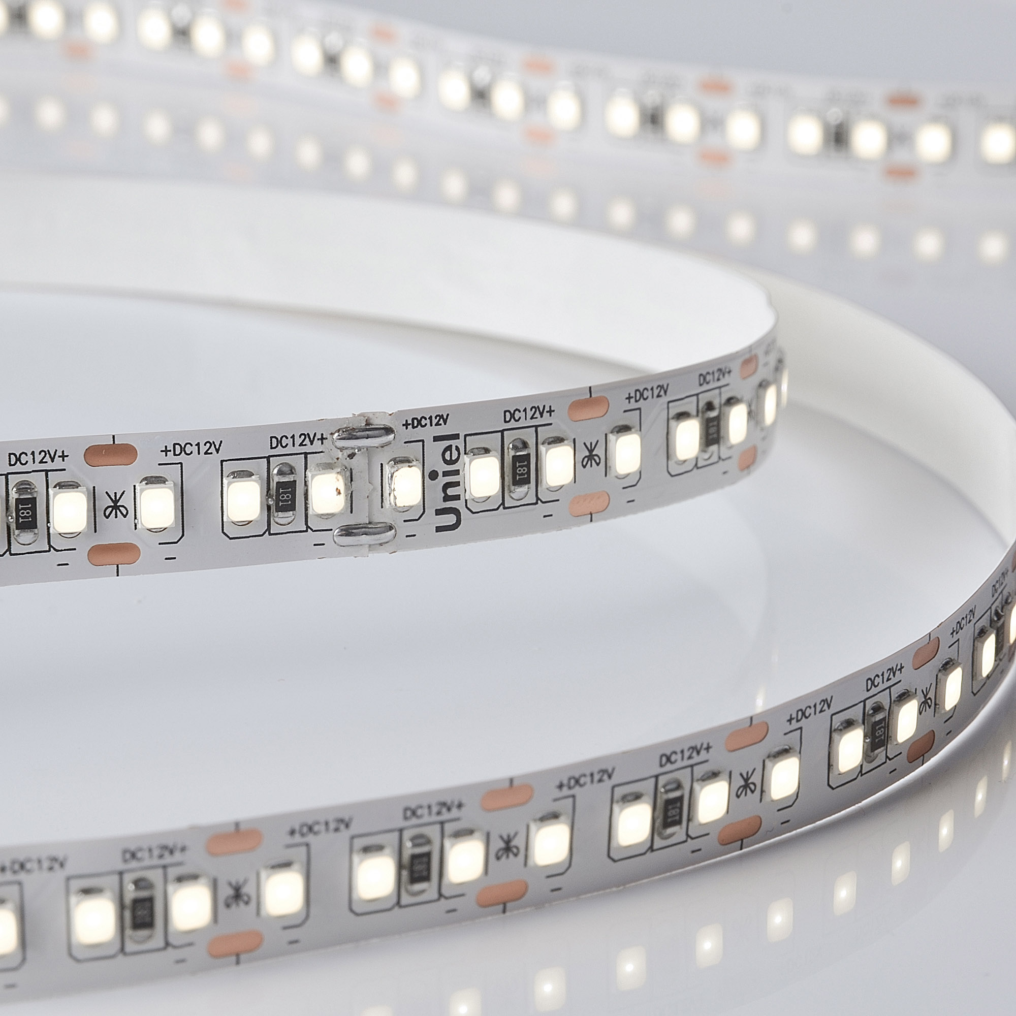 Лента гибкая светодиодная на самоклеящейся основе. ULS-M14-2835-168LED/m-10мм-IP20-DC12V-14W/m-5м-4000K PROFI Катушка 5м. в герметичной упаковке. (4000К)