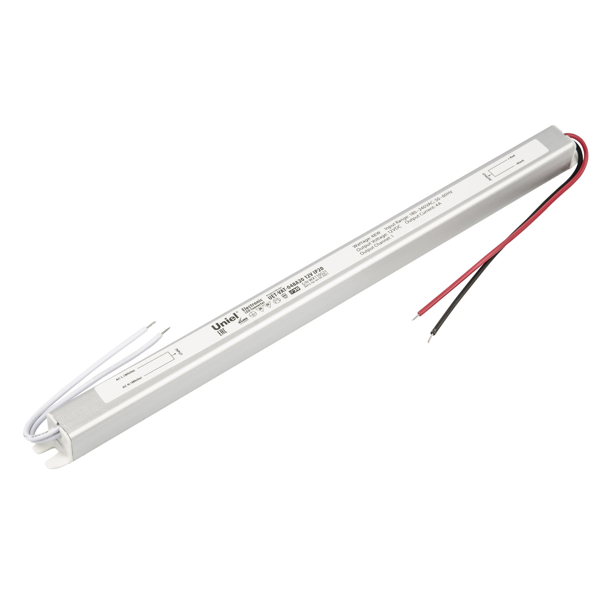 Блок питания ультратонкий 48Вт 12В Металлический корпус UET-VAT-048A20 12V IP20