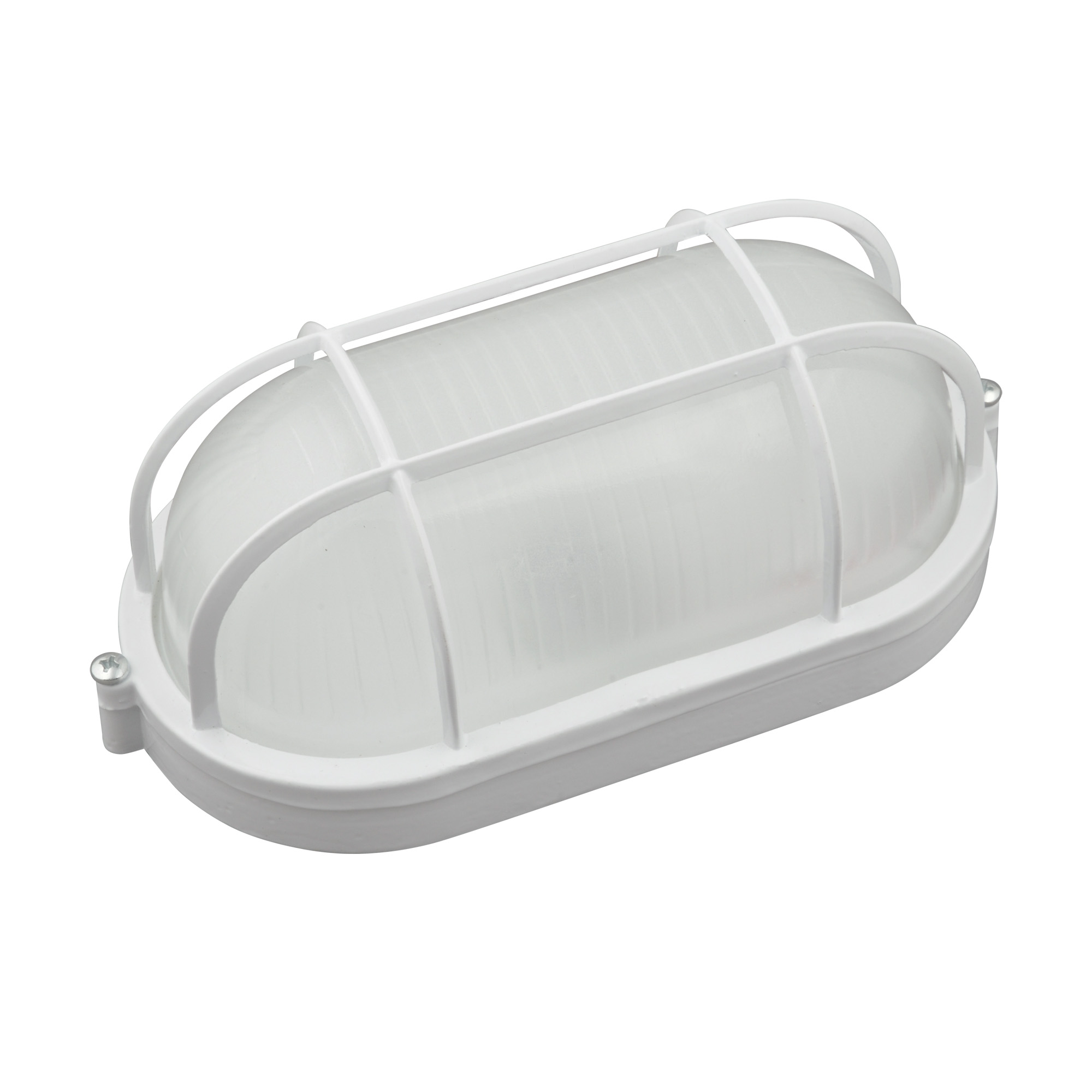 Светильник светодиодный влагозащищенный овал с решеткой дневной белый свет 6000K 1200 Лм 210x105x85 мм белый корпус ТМ