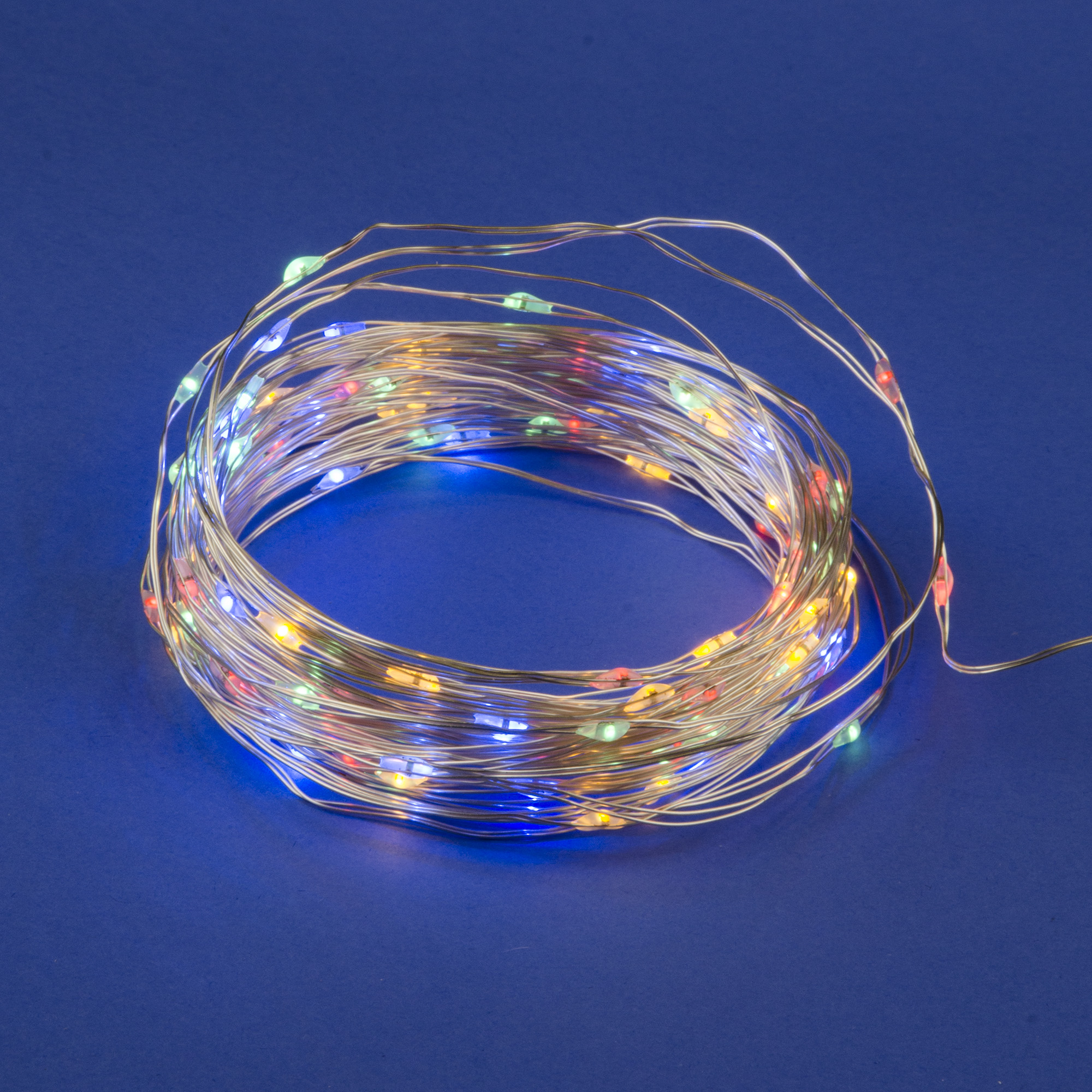 Гирлянда светодиодная на батарейках 3AA не в/к Роса 10 м 100 светодиодов Разноцветный свет Провод медный ULD-S1000-100/SCB/3AA MULTI IP20 DEW