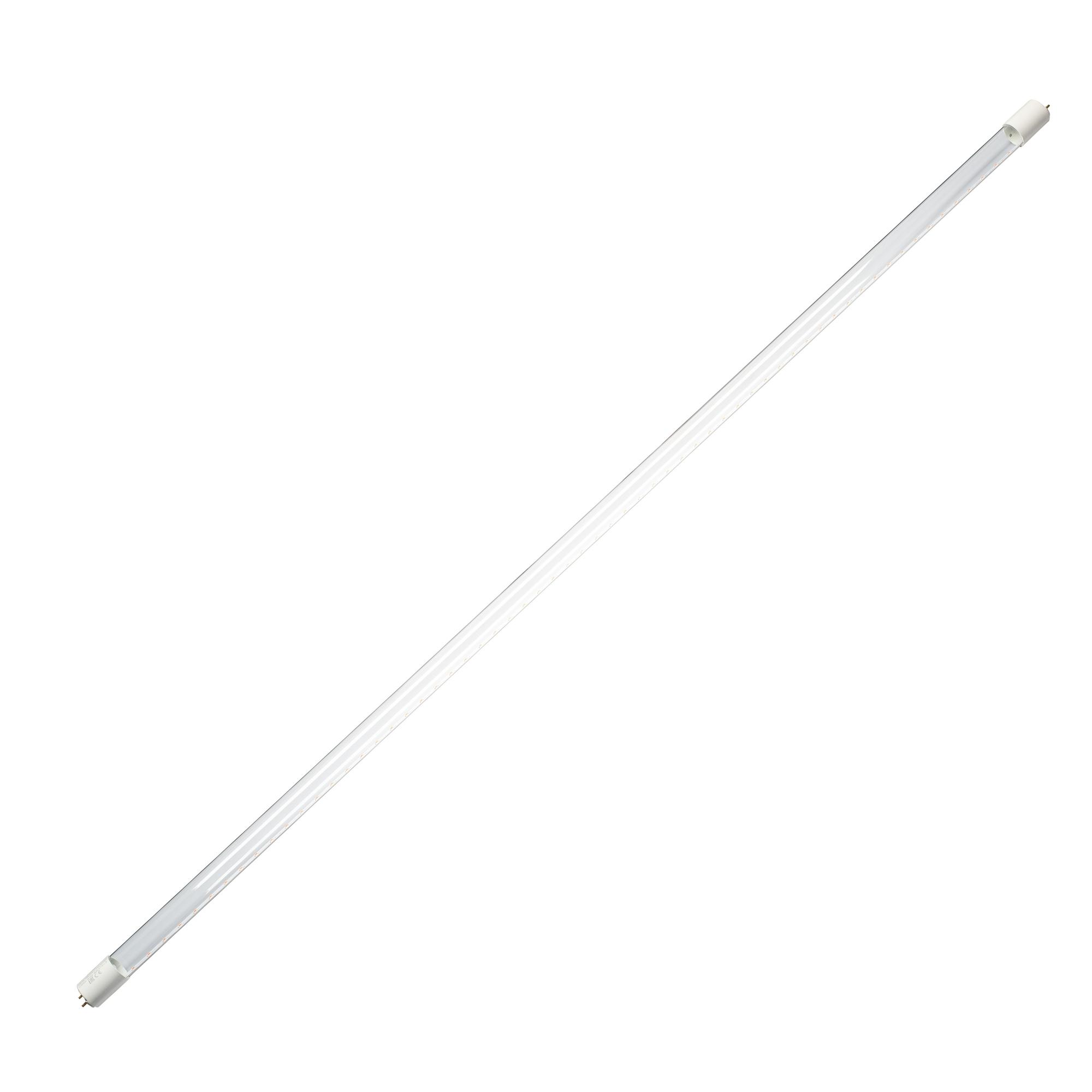 Лампа светодиодная для растений. LED-T8-18W/SPSB/G13/CL PLP30WH Форма T8, прозрачная. Спектр для рассады и цветения. ТМ .