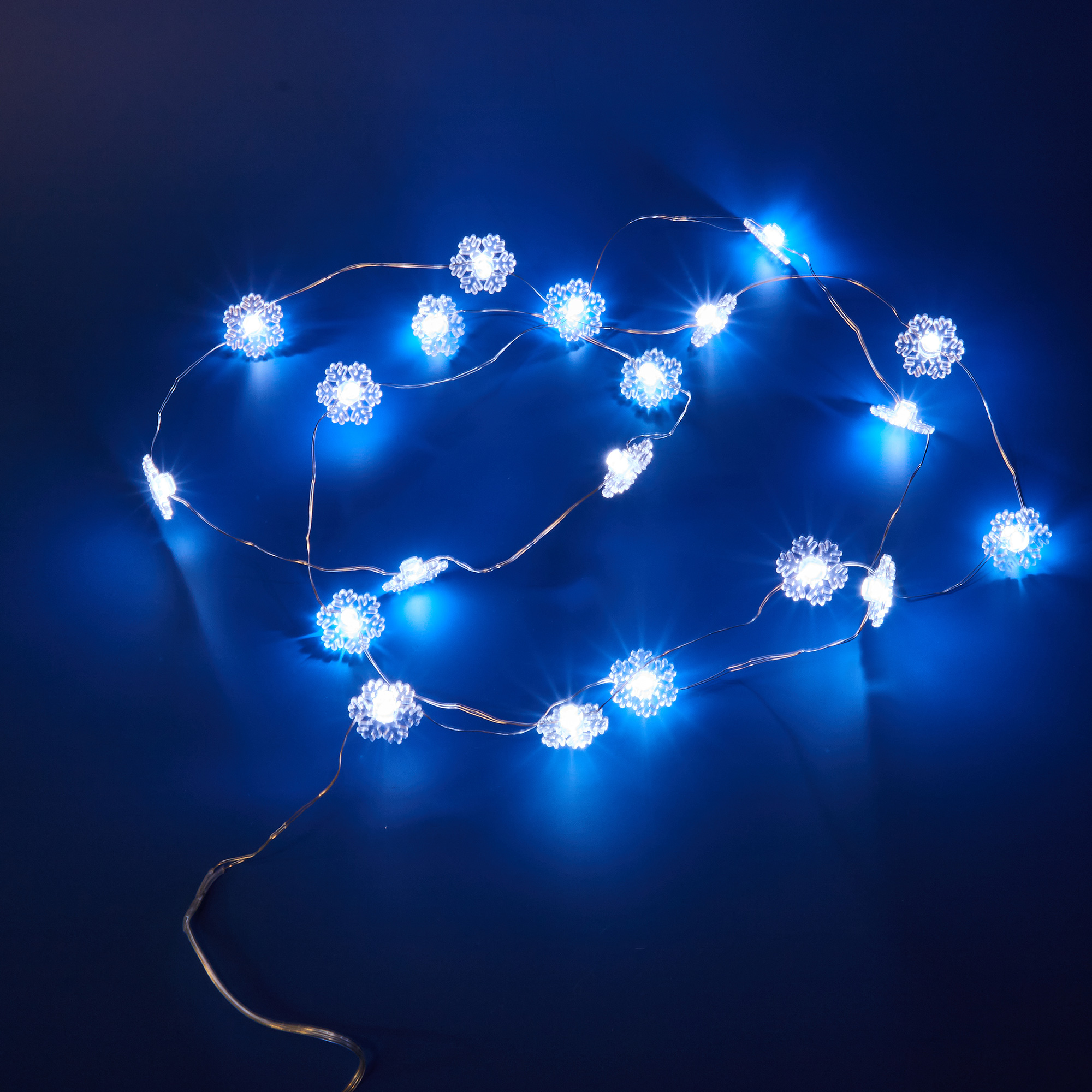 Гирлянда светодиодная на батарейках 2AA не в комплекте Снежинки мини 1,9м 20 светодиодов Белый свет прозрачный провод TM ULD-S1900-020/STB/2AA WHITE IP20 SNOWFLAKES MINI