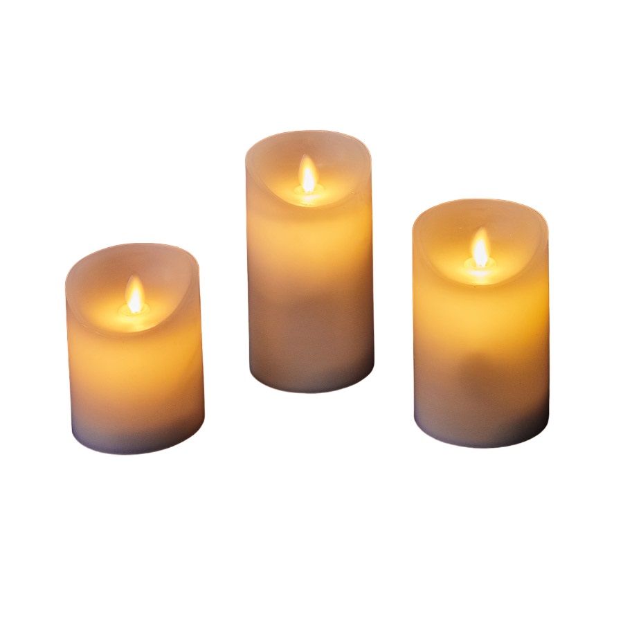 Фигура светодиодная Свеча на батарейках 2AA (не в/к) в составе набора из 3 штук Диммируемые 1 светодиод Теплый белый свет Пульт ДУ (в/к) ULD-F055 WARM WHITE RC CANDLE SET3