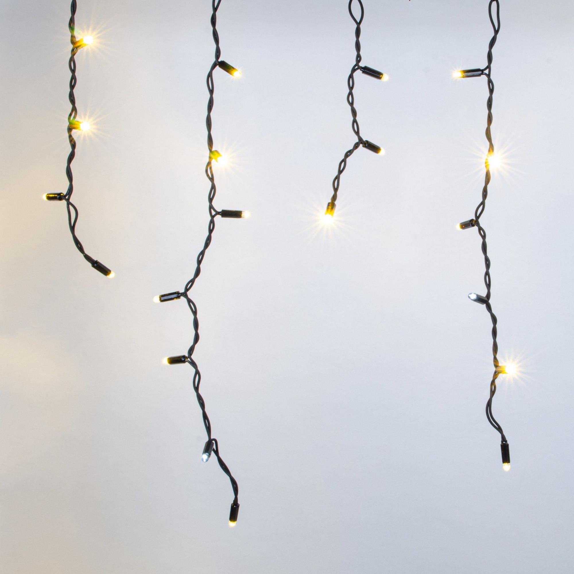 Бахрома светодиодная с эффектом мерцания 3м соединяемая 200 светодиодов теплый белый и белый свет черный провод ULD-B3007-200/TBK WARMWHITE-WHITE IP67