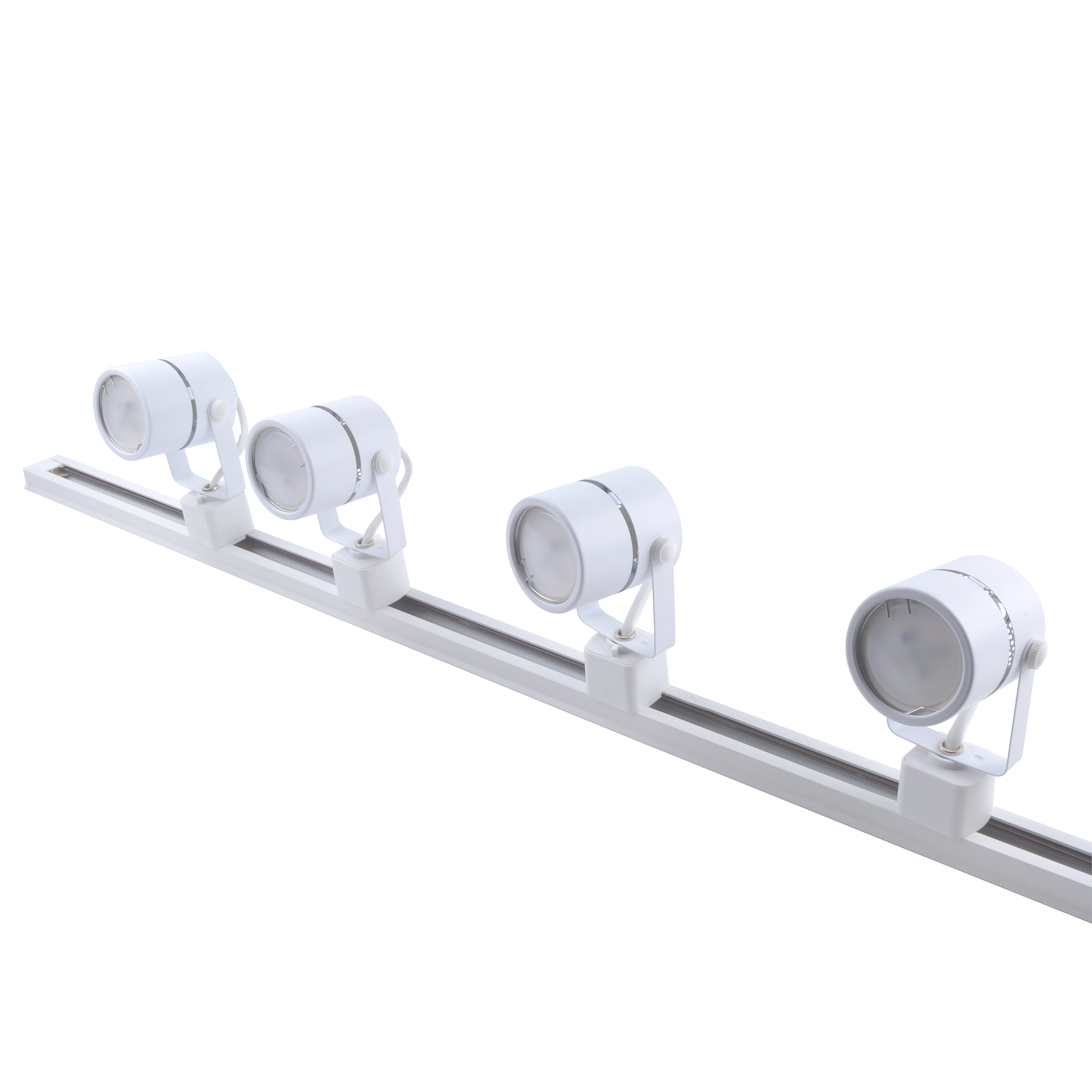 Светильник-прожектор трековый UBL-Q321 GU10/K WHITE SET41, в составе набора из 4 шт, на шинопроводе 1 м, с коннектором. Под лампу GU10. Корпус белый. ТМ Volpe