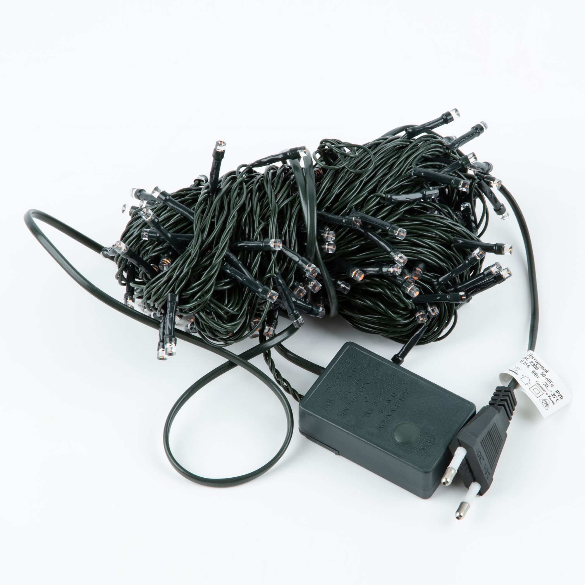 Гирлянда светодиодная ULD-S2000-200-DGA AMBER IP20 20 м, 200 светодиодов, янтарный свет, зеленый провод