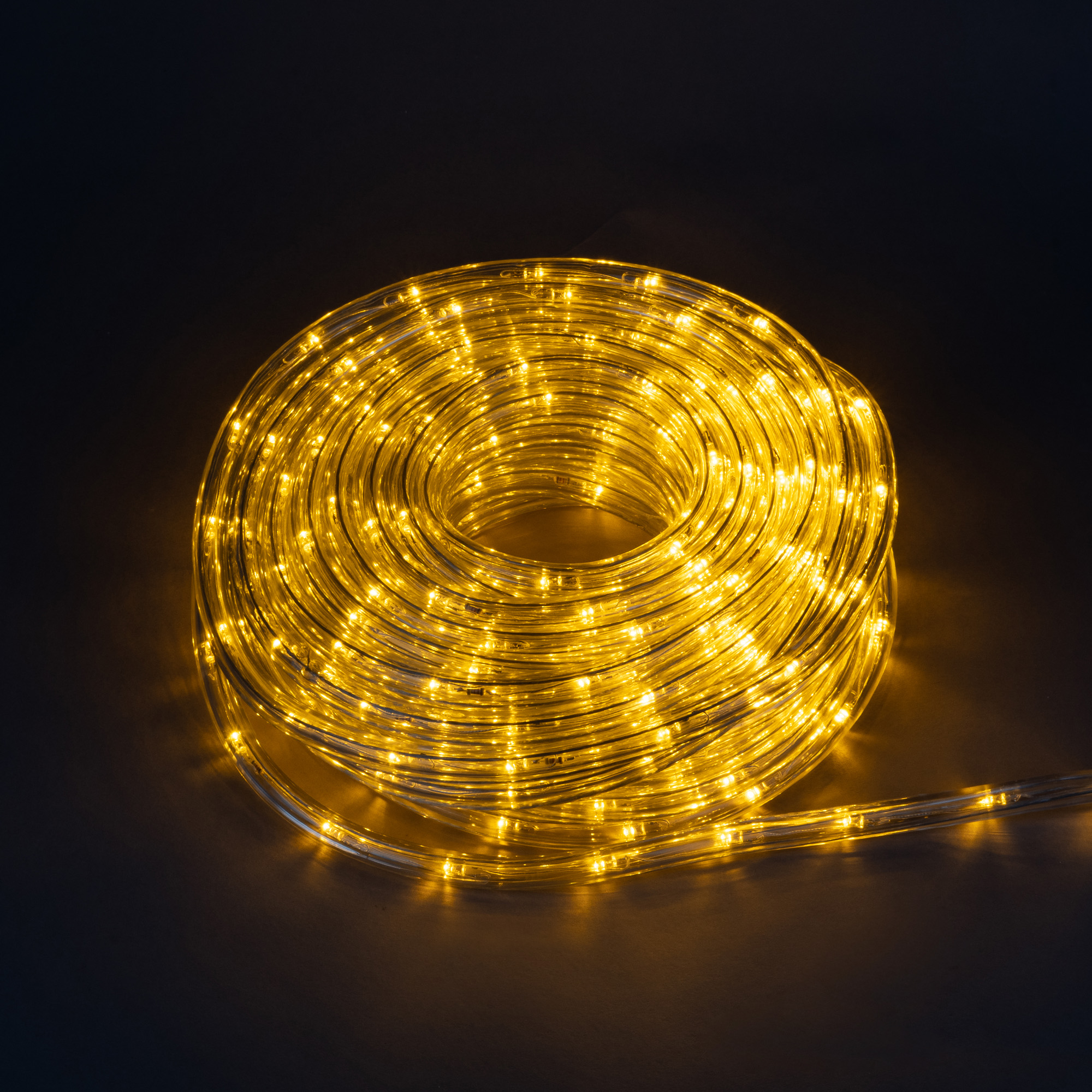 Гирлянда светодиодная Дюралайт 15м Коннектор в комплекте. Желтый свет Провод черный ТМ Uniel ULD-D50 15M/С08 IP44 YELLOW