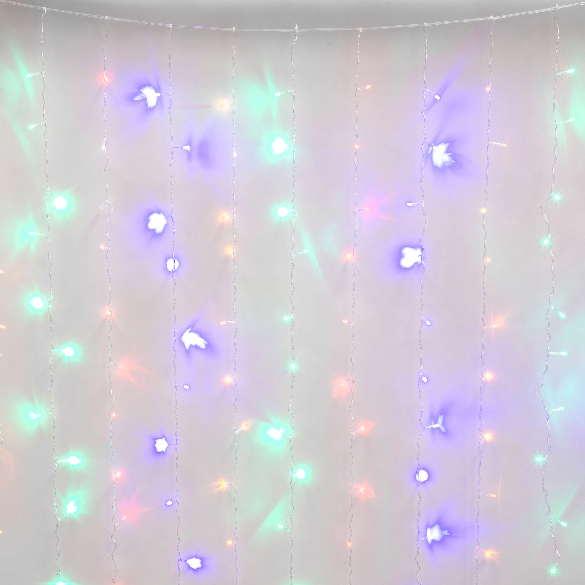 Гирлянда Занавес светодиодный с эффектом мерцания 3х2 м 264 светодиода разноцветный свет прозрачный провод MULTI IP44
