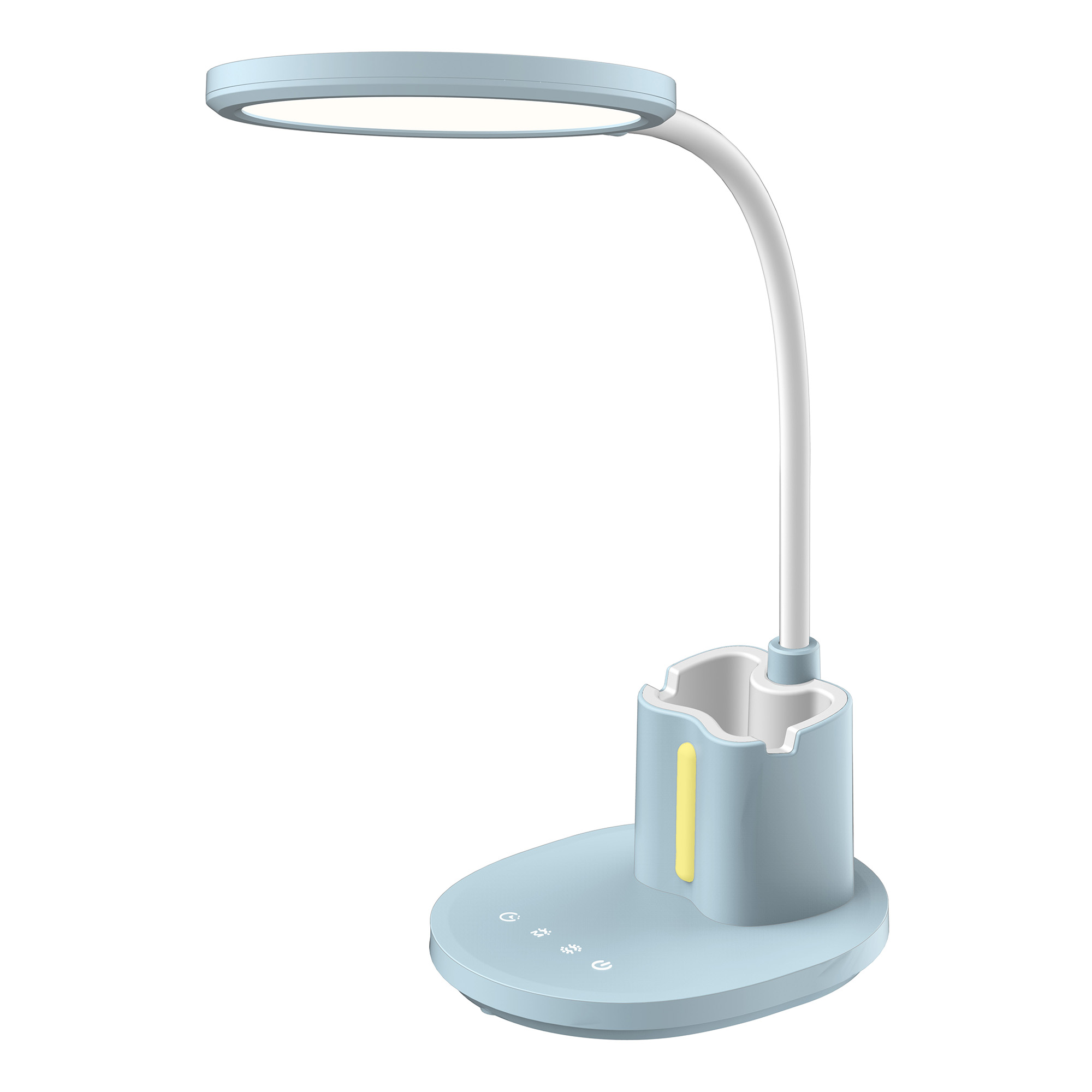 Светильник настольный светодиодный с подставкой под телефон и канцелярские принадлежности. ULM-D150 15W-3000-6500K-DIM BLUE С ночной подсветкой. Сенсорный выключатель. Диммер. Голубой.