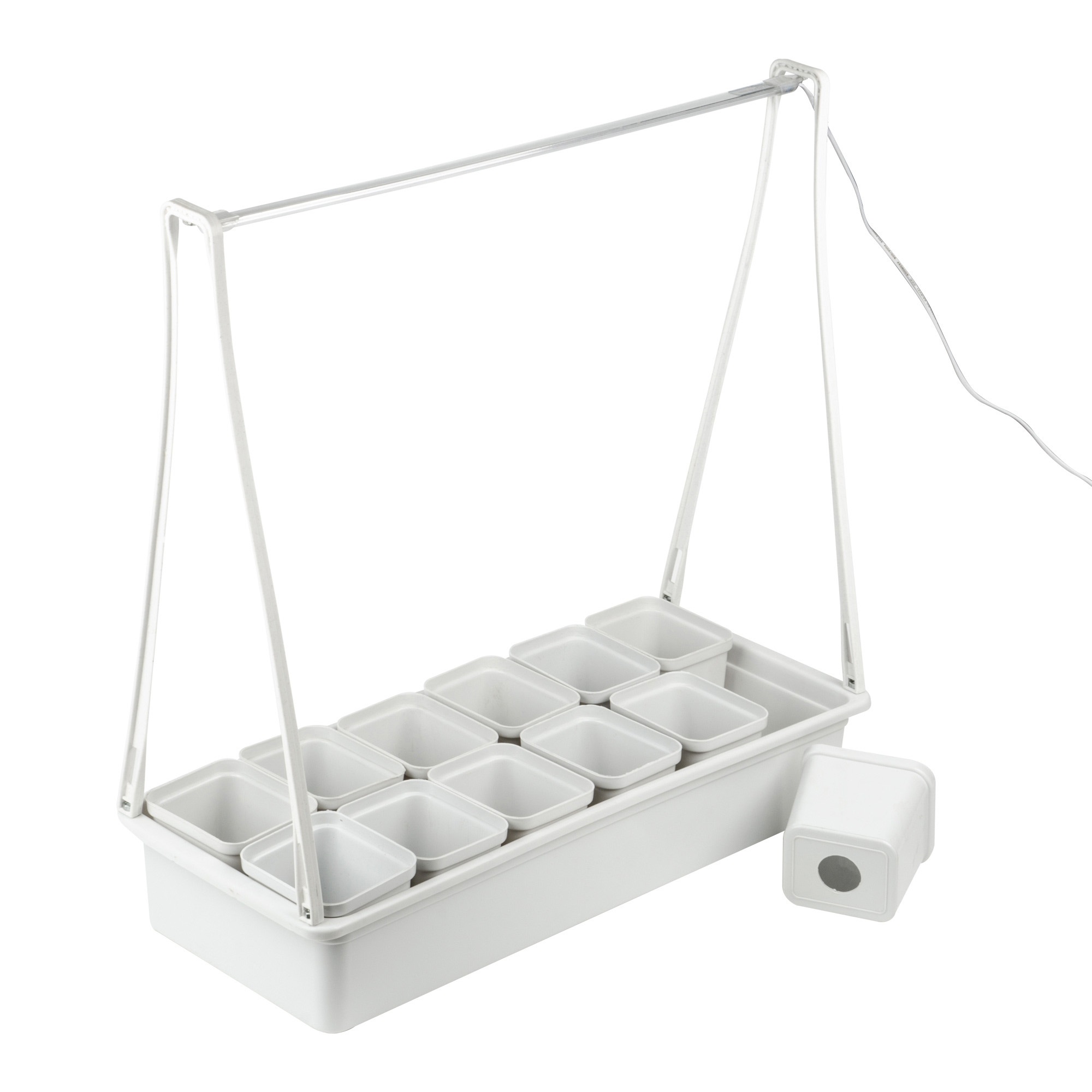 Набор Минисад светильник для растений светодиодный с подставкой Спектр для рассады и досвечивания в период роста 12 кашпо в комплекте белые