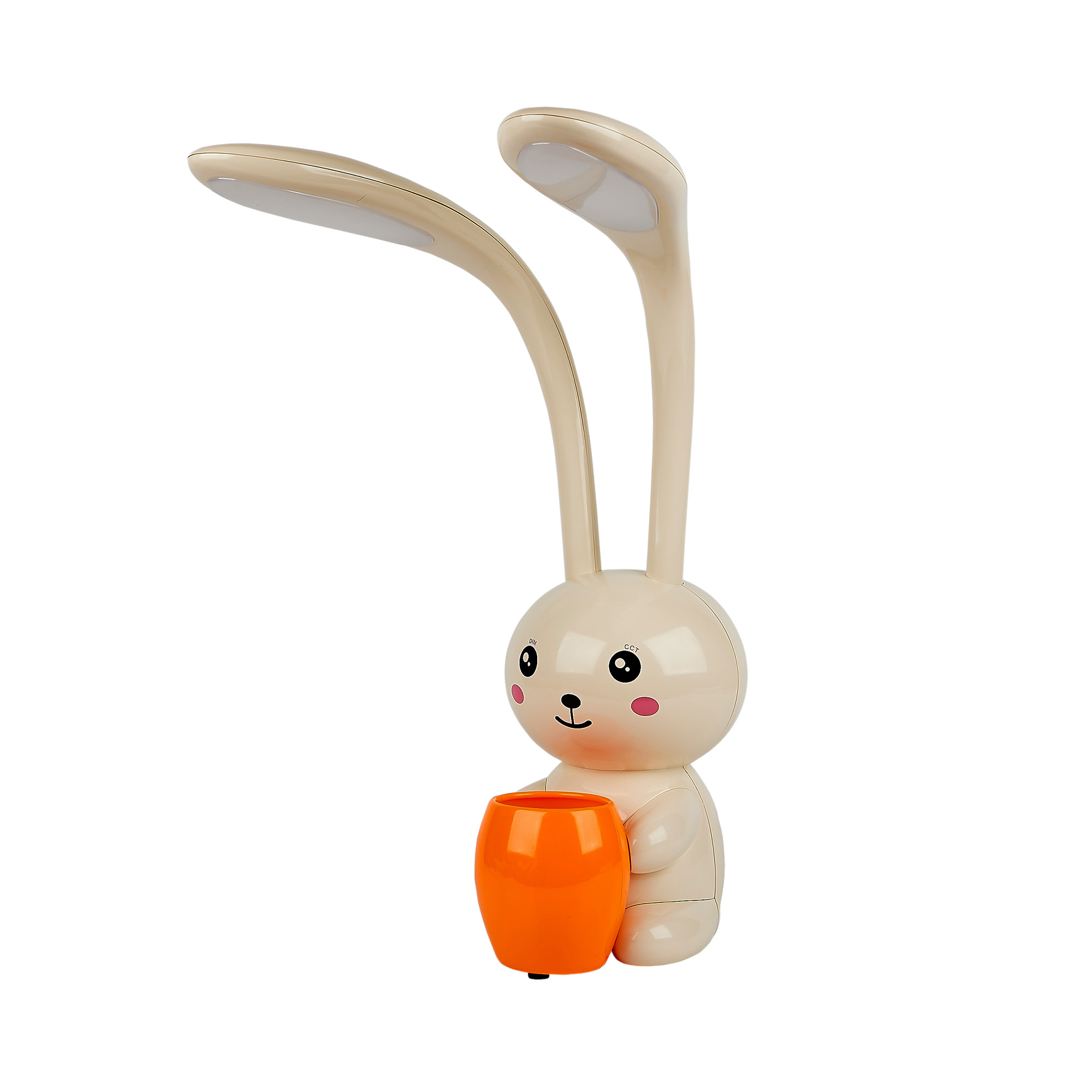 Светильник настольный светодиодный Заяц с подставкой под канцелярские принадлежности 12 Вт Сенсорный выключатель Диммер Слоновая кость TM ULM-D160 12W/3000-6000K/DIM IVORY