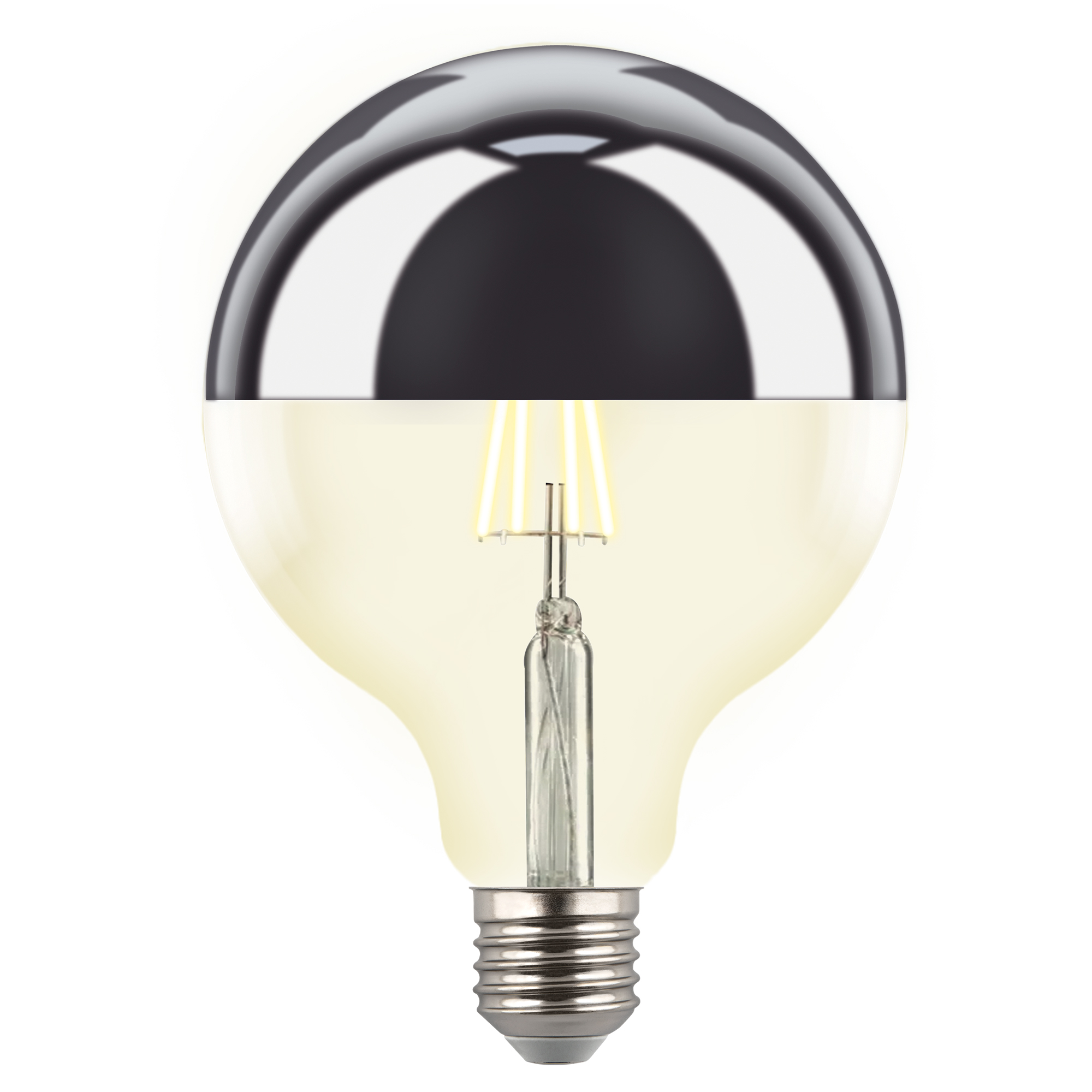 Лампа светодиодная 4 Вт Форма шар прозрачная колба с зеркальным отражателем D125 mm Серия Sky Теплый белый свет 3000K упаковка Картон ТМ LED-G125-4W/3000K/E27/CL MIRROR/CHROME PLS02WH