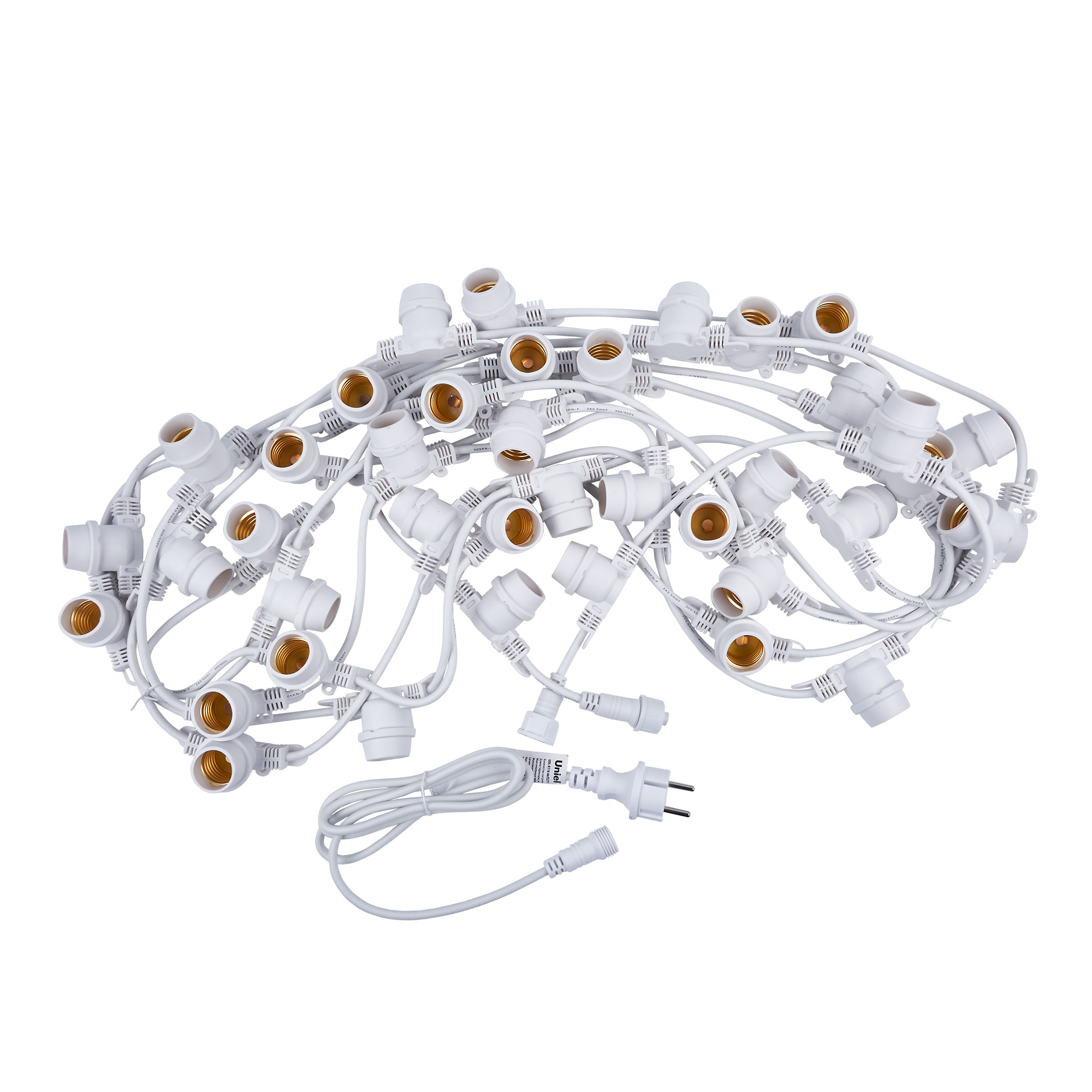 Гирлянда Белт-Лайт 10 м + 1,5 м сетевой шнур 40 патронов E27 шаг 25см Белая UDL-K110 40/E27/10M IP65 WHITE BELT-LIGHT