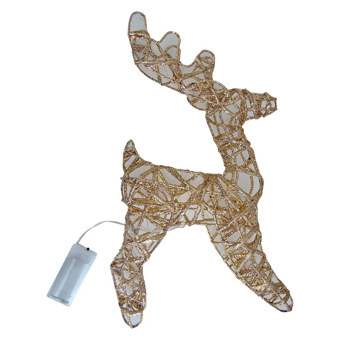 Фигура светодиодная каркасная Золотой олень'' на батарейках 3АА не в комплекте 24х30см 30 светодиодов Теплый белый свет прозрачный провод TM ULD-M2430-030/STB/3AA WARM WHITE IP20 GOLDEN DEER