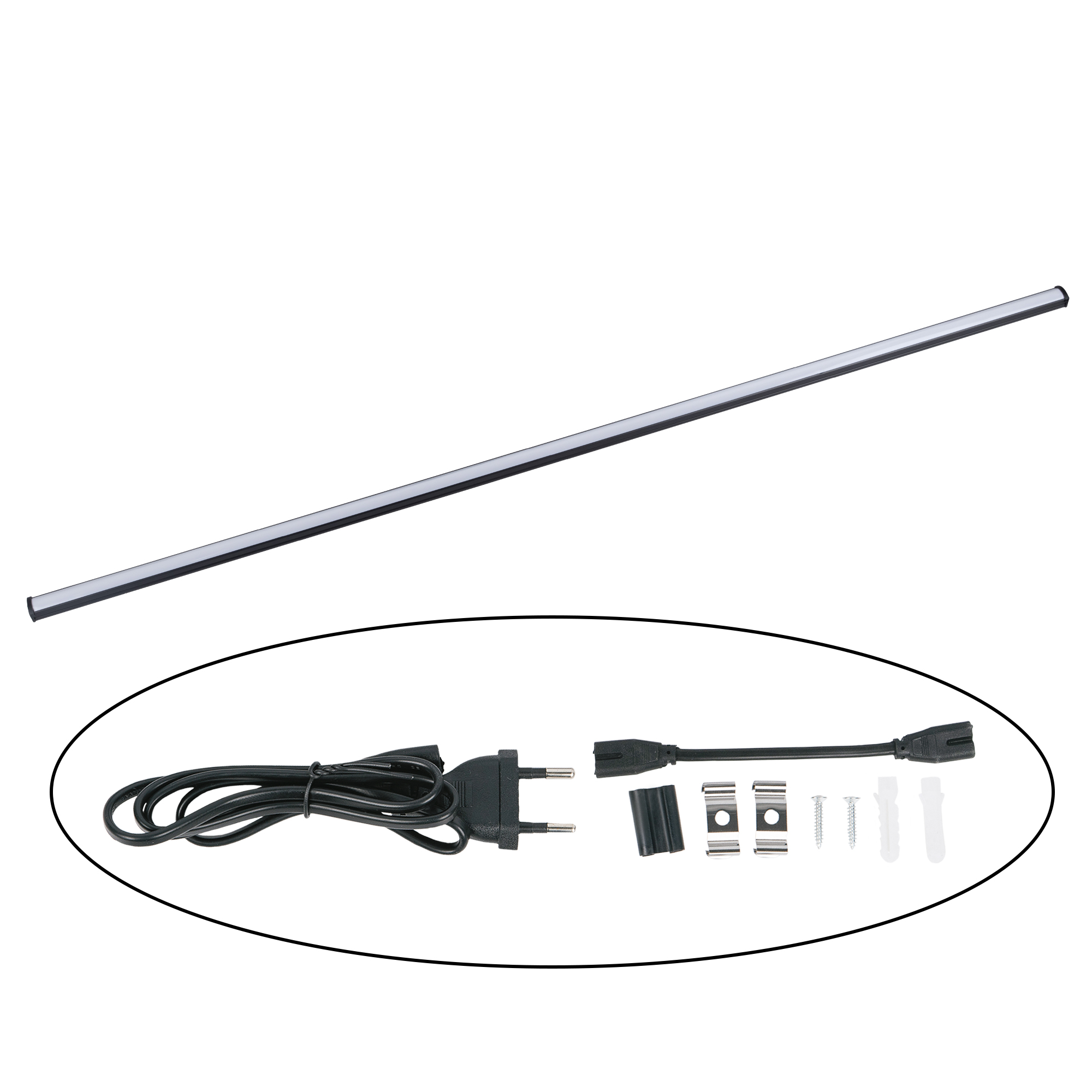 Светильник линейный светодиодный аналог Т5 18 Вт 230В Кабель 0,9м с вилкой и крепление в комплекте Белый свет 4000K Корпус черный TM Volpe ULI-Q951 18W/4000K IP20 BLACK