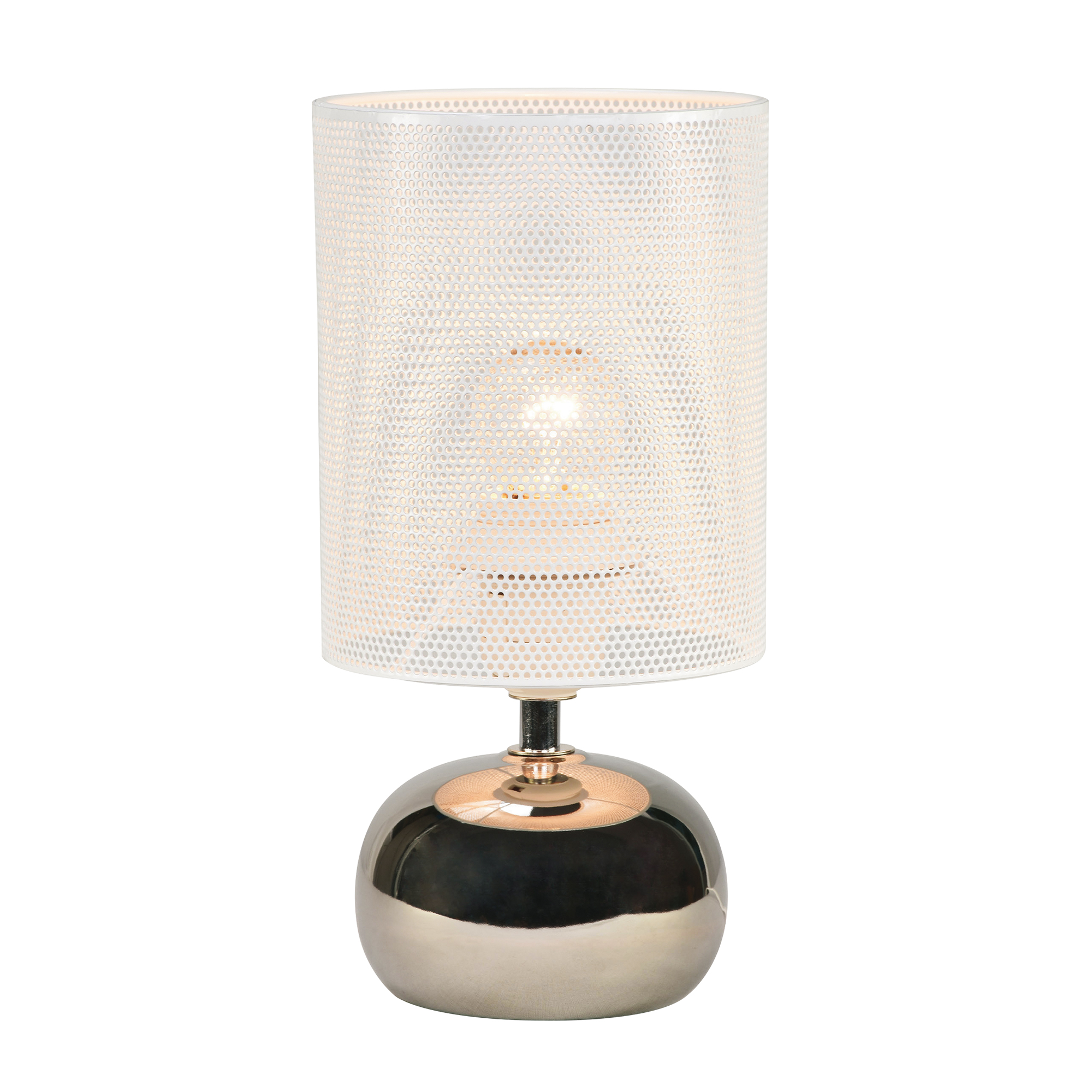 Светильник настольный декоративный под лампу Е14 40W Механический выключатель Серебристый/Белый ТМ UML-B307 E14 SILVER/WHITE