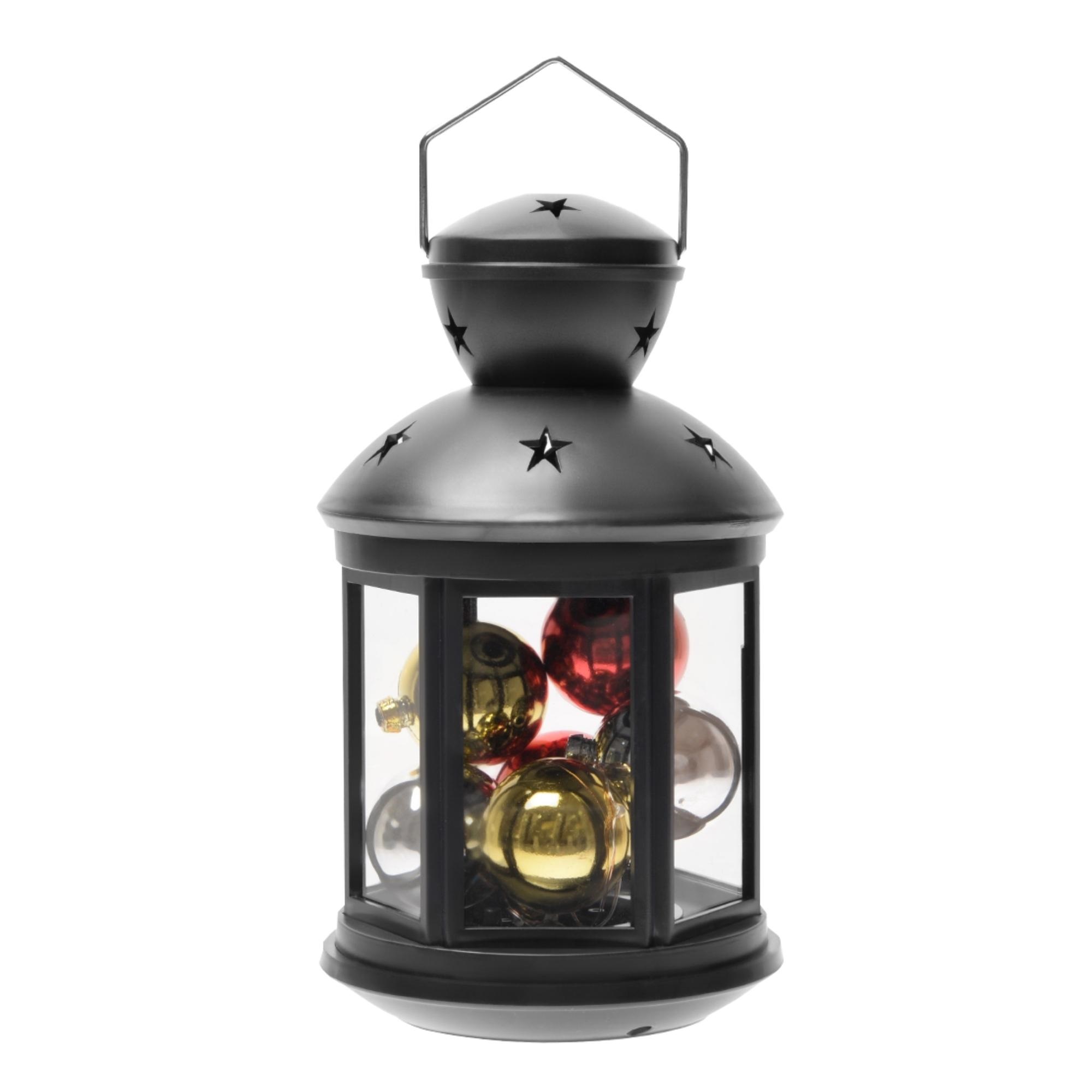 Фонарь со светодиодной гирляндой внутри на батарейке (в комплект не входит) 10 светодиодов RGB свет Режим мигания черный корпус 12х20 см ULD-L1220-010/DTB/RGB BLACK