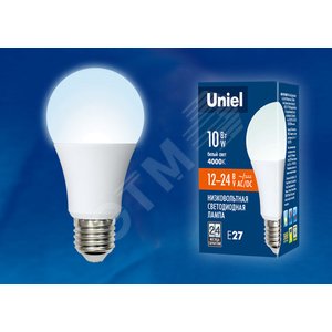 Лампа светодиодная низковольтная LED 10вт, E27,12-24В, белый, А60, матовая UNIEL UL-00002381 Uniel - 2