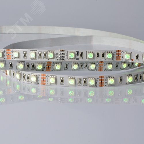 Лента светодиодная гибкая на самоклеящейся основе. ULS-5050-60LED/m-10mm-IP20-DC24V-14,4W/m-5M-RGB Упаковка - катушка 5 м. в герметичной упаковке. IP20. Угол излучения 120 . Мультиколор - фото 2