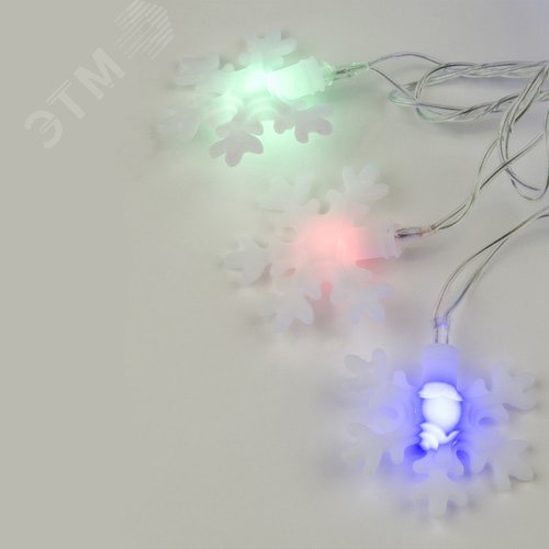 Гирлянда светодиодная с контроллером Снежинки-3 50 светодиодов 7 м разноцветная IP20 прозрачный провод ULD-S0700-050/DTA MULTI IP20 SNOWFLAKES-3 - фото 3