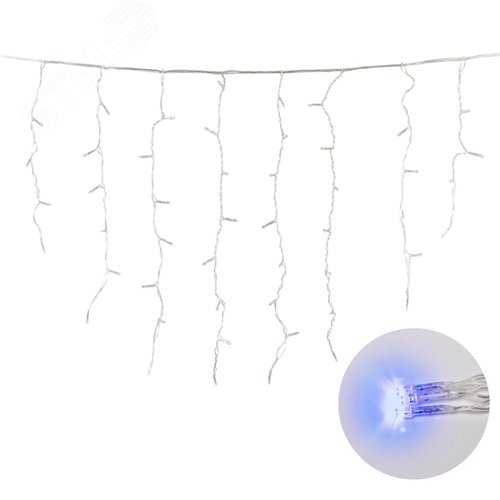 Бахрома светодиодная с контроллером 200 светодиодов 3 м синий IP20 прозрачный провод ULD-B3010-200/DTA BLUE IP20 - фото 5