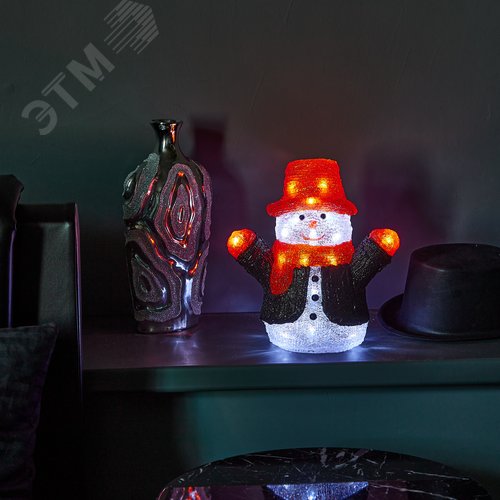 Фигура светодиодная Снеговик 24 светодиода 27x17x30 см цвет свечения-белый IP20 ULD-M2730-024/STA WHITE IP20 SNOWMAN - фото 7