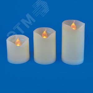 Фигура светодиодная ''Свеча'' на батарейках CR2032 (в/к) ULD-F060 WARM WHITE CANDLE SET3 в составе набора из 3 штук 1 светодиод Теплый белый свет - фото 2
